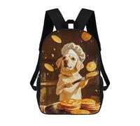 sinyumoney Dog Chef Making Pancakes 3D Printed Children's School Backpack for Kids High Capacity Travel Rucksacks Book Bags Kids School Bag Back Pack 17inch