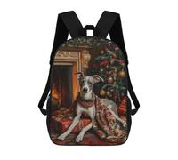 sinyumoney Dog Christmas Portrait by Fireplace Greyhound in Sweater Backpacks 3D Printed 17inch Kids School Backpack Outdoor Casual Daypack Casual Travel Bags for Middle School Students