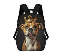 sinyumoney Dog Cute King 3D Printed 17inch School Bag Children's School Backpack Travel Backpacks Casual Fashion Bag for Kids School Students
