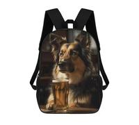 sinyumoney Dog Drinking Beer Children's School Backpack 3D Printed for Kids Travel Rucksacks Book Bags Kids School Bag 17inch