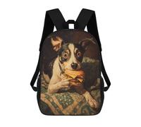 sinyumoney Dog Eating Cheeseburger Painting Backpack School Bag Large School Backpack for Boys - Perfect for Travel, Work And Daily Use 17inch
