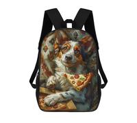 sinyumoney Dog Eating Pizza Art Print-1 Rucksack School Secondary High School College Backpack Travel for Campus Outdoor Travel Sports 17inch