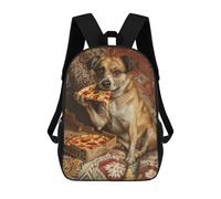 sinyumoney Dog Eating Pizza Art Print-2 3D Printed 17inch Kids School Bag Rucksacks Children's School Fashion Casual Back Pack High Capacity Travel Book Bags