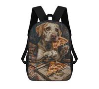 sinyumoney Dog Eating Pizza Art Print Backpack School Lightweight Airport College Students Back Pack for Girl, Teen Girls 17inch