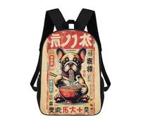 sinyumoney Dog Eating Ramen Japanese Poster Style Backpack School Bag Travel College Rucksack Backpacks for Men, Women & Teenage Boys 17inch