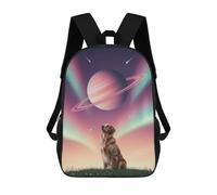 sinyumoney Dog Gazing at Saturn in Space Children's Backpacks School Backpack 3D Printed Backpack for Kids Travel Rucksacks Book Bags Kids School Bag 17inch