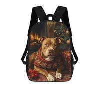 sinyumoney Dog in Christmas Sweater Pitbull Christmas Wall Art Children's Backpacks School Backpack 3D Printed for Kids Travel Rucksacks Book Bags Kids 17inch School Bag
