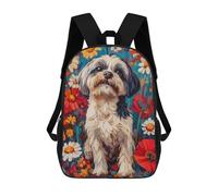 sinyumoney Dog in Flower Field Shih Tzu in Wildflower Field Dog Wall Art Print Backpack School Bag Water Resistant School Bag Business Backpack - Perfect for Travel, Work And Daily Use 17inch