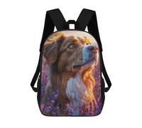 sinyumoney Dog in Lavender Field Portrait Backpack School Large School Backpack for Boys - Perfect for Travel, Work And Daily Use 17inch