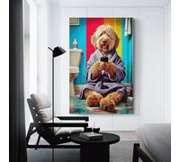 sinyumoney Dog in Robe Taking Selfie Custom Canvas Wall Art, Custom Canvas Prints Personalized Canvas Picture for Family Pet Wedding Friends Holiday Birthday 24x36inch(60x90cm)