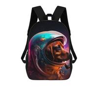 sinyumoney Dog in Space Helmet -2 Children's Backpack, 3D Printed School Backpack, Backpack for Boys Girls, Adjustable School Bag for Primary School 17inch