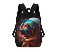 sinyumoney Dog in Space Helmet Backpacks Kids School Backpack School Bag 3D Printed School Bag for Boys Elementary And Middle School Students 17inch
