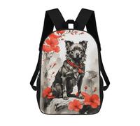 sinyumoney Dog Ink Japanese Style Backpack School Bag School Secondary High School College Backpack Travel for Boys/Girls/Teenagers 17inch