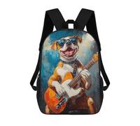 sinyumoney Dog Playing Guitar Art Print -2 Children's School Backpack Fashion Casual 17inch 3D Printed School Bags Boy School Backpack Large Backpack