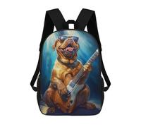 sinyumoney Dog Playing Guitar on Stage Backpack Kids School Bag Boys Cartoon 3D Print Students Schoolbag Laptop Daypack for Boys Girls 17inch