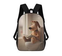 sinyumoney Dog Plush Reading on Toilet Backpack School Bag Travel College Rucksack Backpacks for Campus Outdoor Travel Sports 17inch