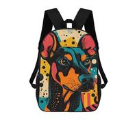 sinyumoney Dog Portrait in Retro Style Bold Doberman in Dynamic Pop Art Style Children's Backpacks School 3D Printed Bag Bookbag for Kids Travel Rucksacks Boy Girl Book Bags Kids School Bag 17inch
