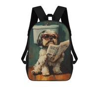 sinyumoney Dog Reading Newspaper in Bathroom-1 Kids Backpack,School Backpack Kids School Bag 3D Printed Cartoon Large Capacity Backpack for Kids Boys And Girls 17inch