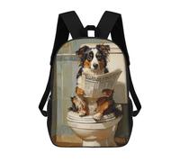 sinyumoney Dog Reading Newspaper on Toilet-15 Backpack School Bag Lightweight Airport College Students Back Pack for School/Work/Travel 17inch