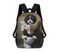 sinyumoney Dog Reading Newspaper on Toilet-2 School Backpack Water Resistant School Bag Business Backpack for Men/Women 17inch