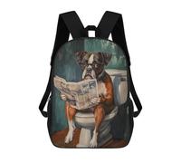 sinyumoney Dog Reading Newspaper on Toilet-22 School Bag 3D Printed Children's School Backpack Casual Fashion Travel Backpacks for Kids School Students 17inch
