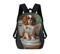 sinyumoney Dog Reading Newspaper on Toilet-25 School Backpack Large School Backpack for Boys for Campus Outdoor Travel Sports 17inch