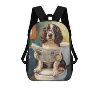 sinyumoney Dog Reading Newspaper on Toilet-28 Backpack School Lightweight Airport College Students Back Pack for Girl, Teen Girls 17inch