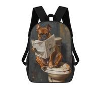 sinyumoney Dog Reading Newspaper on Toilet-3 Backpack School Lightweight Airport College Students Back Pack for School/Work/Travel 17inch