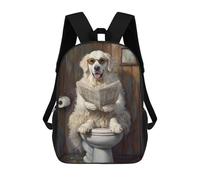sinyumoney Dog Reading Newspaper on Toilet-37 3D Printed 17inch Kids School Backpack School Bag Fashion Rucksacks for Boys Elementary And Middle School Students