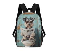 sinyumoney Dog Reading Newspaper on Toilet-42 School Backpack Business Laptop Rucksack Bag Unisex Casual Daypack for Men, Women & Teenage Boys 17inch
