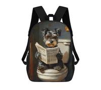 sinyumoney Dog Reading Newspaper on Toilet-43 Backpack School Backpack Kids School Bag Large Capacity Kids Backpack for School Rucksack 3D Book Bag Gifts for Kids 17inch