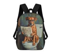 sinyumoney Dog Reading Newspaper on Toilet-54 Backpack School Bag Rucksack Casual Daypacks School Work Travel Bag for Teenage Girls Boys Women Men 17inch