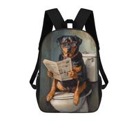 sinyumoney Dog Reading Newspaper on Toilet-56 Backpack School Bag Lightweight Casual Daypack School Backpacks for Teenage Girls Boys Women Men 17inch