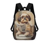 sinyumoney Dog Reading Newspaper on Toilet-60 School Backpack Fashion Stationery Backpack Waterproof Casual Daypacks for Camping Outdoor Adventures And Daily Travel 17inch