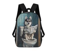 sinyumoney Dog Reading Newspaper on Toilet-63 Children's School Backpack Fashion Casual 17inch 3D Printed School Bags Boy School Backpack Large Backpack