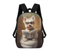 sinyumoney Dog Reading Newspaper on Toilet-67 Backpack School Bag Water Resistant School Bag Business Backpack for Boys/Girls/Teenagers 17inch
