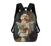 sinyumoney Dog Reading Newspaper on Toilet-68 Backpack School Bag Daypacks Business Backpack Water Resistant Bookbag for Girls Boys Teenage 17inch