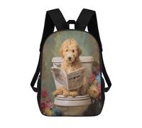sinyumoney Dog Reading Newspaper on Toilet-80 Backpack School Bag Lightweight Casual Daypack School Backpacks for Teenage Girls Boys Women Men 17inch