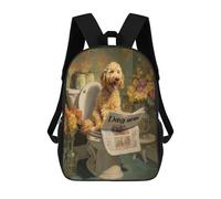 sinyumoney Dog Reading Newspaper on Toilet-84 School Backpack Fashion Stationery Backpack Waterproof Casual Daypacks for Men/Women 17inch