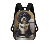 sinyumoney Dog Reading Newspaper on Toilet Rucksack School Secondary High School College Backpack Travel for Campus Outdoor Travel Sports 17inch