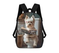 sinyumoney Dog Reading on Toilet School Backpack for Girls Backpack Water Repellent Casual Daypack Lightweight Rucksack Boy Girl School Backpack 17inch