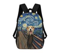 sinyumoney Dog Scream Starry Night Parody Children's School Backpack 3D Printed for Kids Travel Rucksacks Book Bags Kids School Bag 17inch