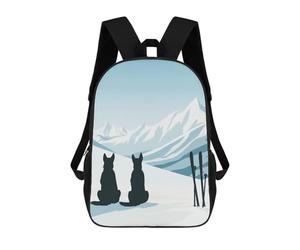 sinyumoney Dog Ski Winter Backpack School Daypacks Business Backpack Water Resistant Bookbag for Girls Boys Teenage 17inch