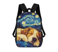 sinyumoney Dog Sleeping Under Starry Night 3D Printed Children's 17 Inch Backpacks 3D Printed Casual School Bag for Boys Elementary And Middle