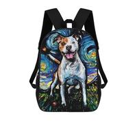 sinyumoney Dog Starry Night Pitbull Backpack 3D Printed Children's School Backpack for Kids High Capacity Travel Rucksacks Book Bags Kids School Bag Back Pack 17inch