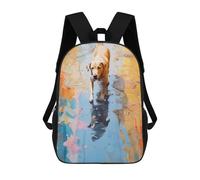 sinyumoney Dog Walking in Paint Backpacks 3D Printed Kids School Backpack Outdoor Casual Daypack Fashion Casual Children Backpacks Cute Travel Bags 17inch