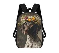 sinyumoney Dog with Flower Crown Portrait Backpack School High Secondary School Bags Casual Backpack for Men, Women & Teenage Boys 17inch