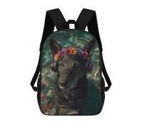 sinyumoney Dog with Headphones Underwater Backpack School Bag Lightweight Casual Daypack School Backpacks for School/Work/Travel 17inch