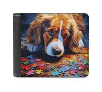 sinyumoney Dog with Puzzle Pieces -1 3D Print Wallet Holds Bills Credit RFID Blocking Banknote Compartments Purse Youth Guys 11.7cm*9.5cm