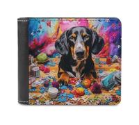 sinyumoney Dog with Puzzle Pieces -2 3D Print Men's Wallet Card Slots Coin Leather RFID Banknote Compartments Minimalist Style Purse Gifts 11.7cm*9.5cm